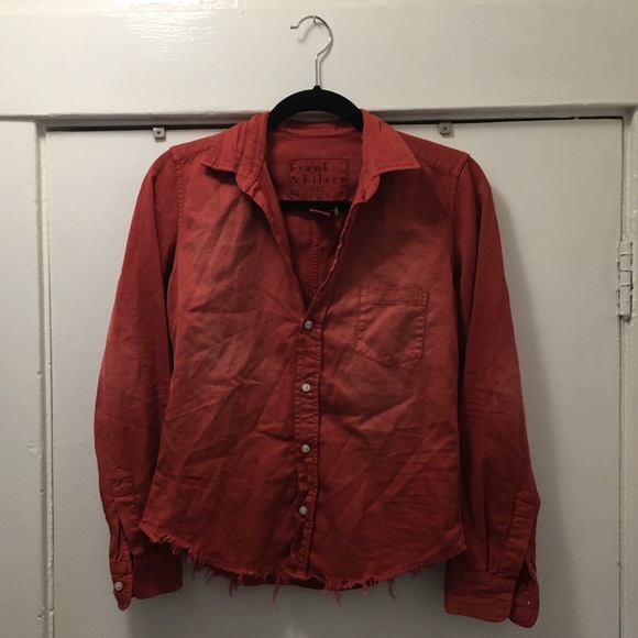 Frank & Eileen faded red rust button up blouse XS NWOT - Picture 1 of 11